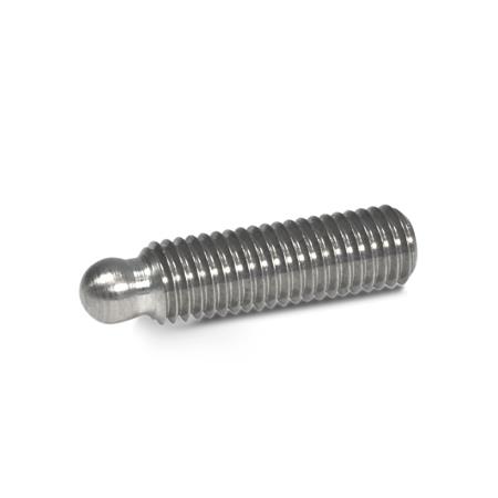 Otto Ganter Stainless Steel Grub Screw with Ball Pin for Thrust Pad GN 631.5, GN 632.5